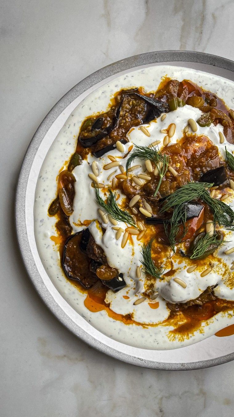 Grilled eggplant feta